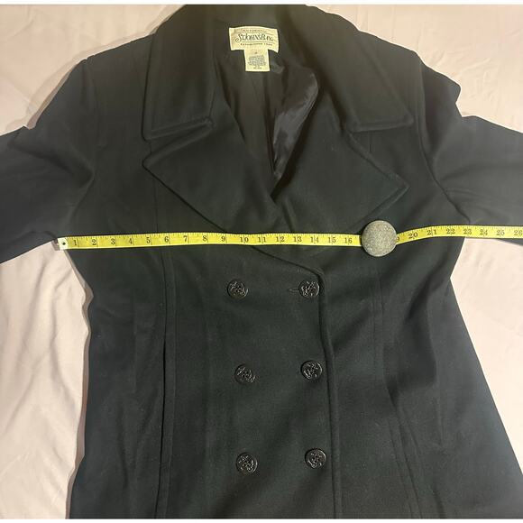 St. John’s Bay Women’s Pea Coat Black Size 14 Wool Nylon Blend Vtg winter cozy - Picture 6 of 7